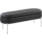 Chloe Storage Bench in Black Leatherette & Chrome Metal